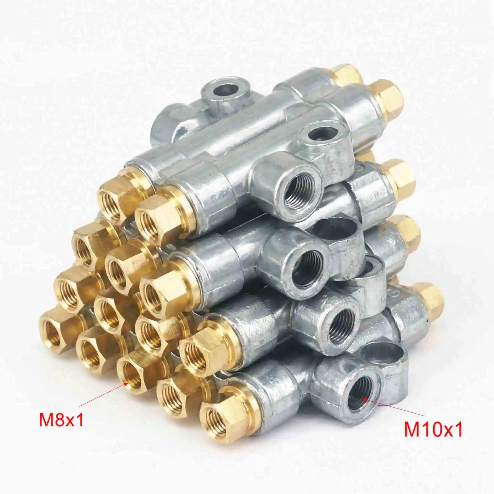 In M8x1 Out M10x1 2/3/4/5 Ways Aluminum Lube Oil Piston Distributor Value Manifold Block for Lubrication