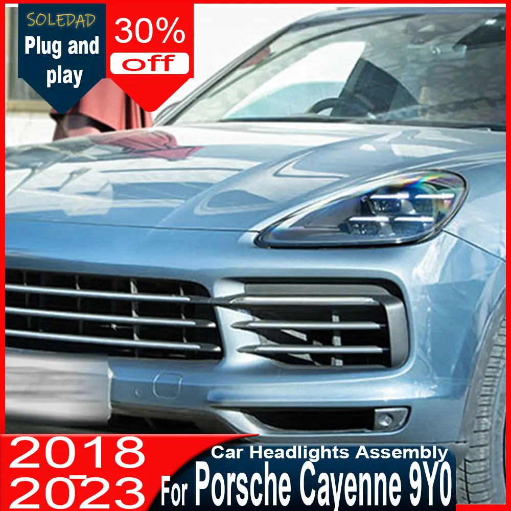 2pcs Car Headlights For Porsche Cayenne 9Y0 2018 2019 2020 2021 2022 2023 Headlamps Car Lamps Upgrade 2024 Style Plug and Play