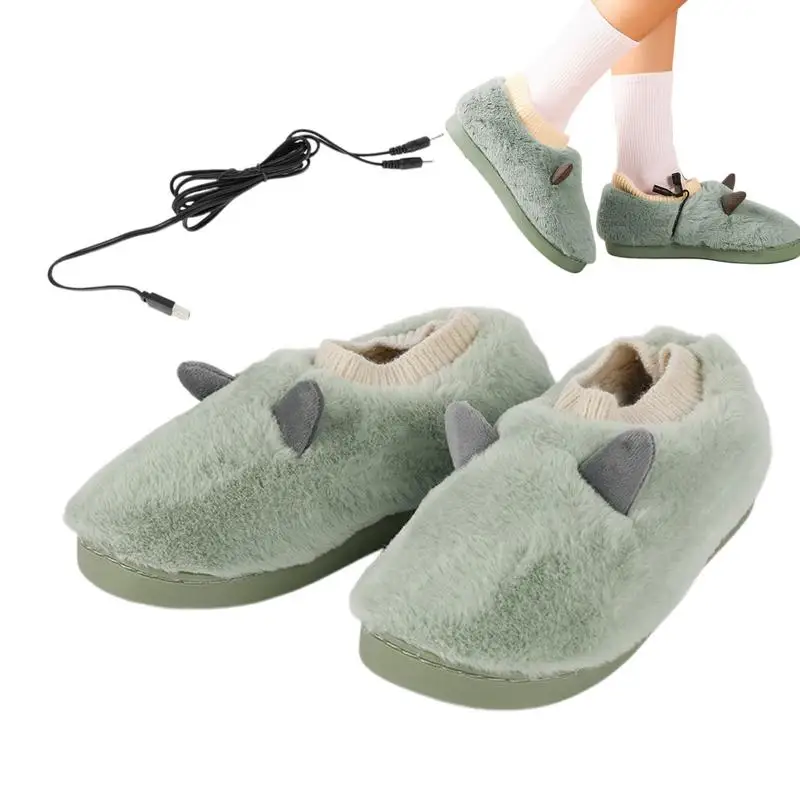 Winter Heated Slippers USB Charging Electric Heating Plush Foot Warmer With Adjustable Temperature For Christmas Men Women Home