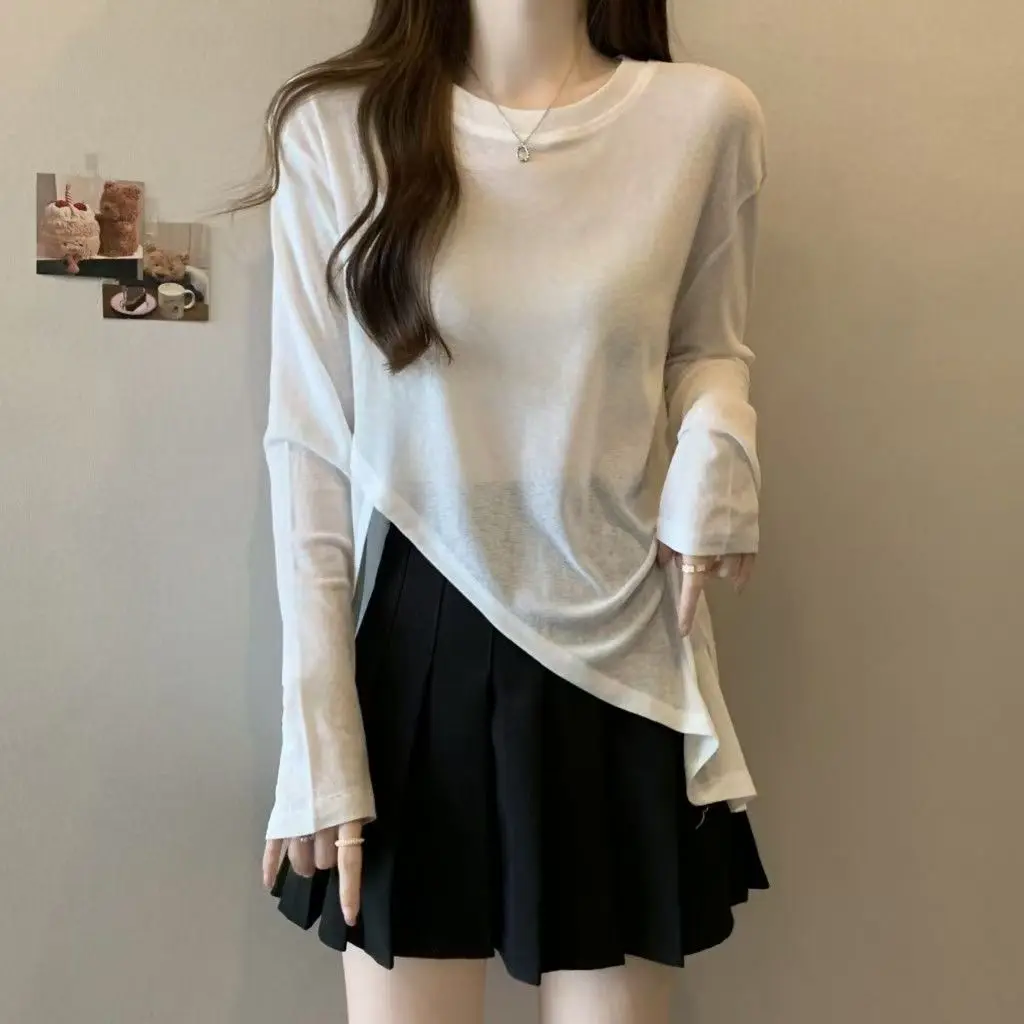 

Irregular Cape Shawl Sun Protection Air Condition Clothes Women Thin Knit Top