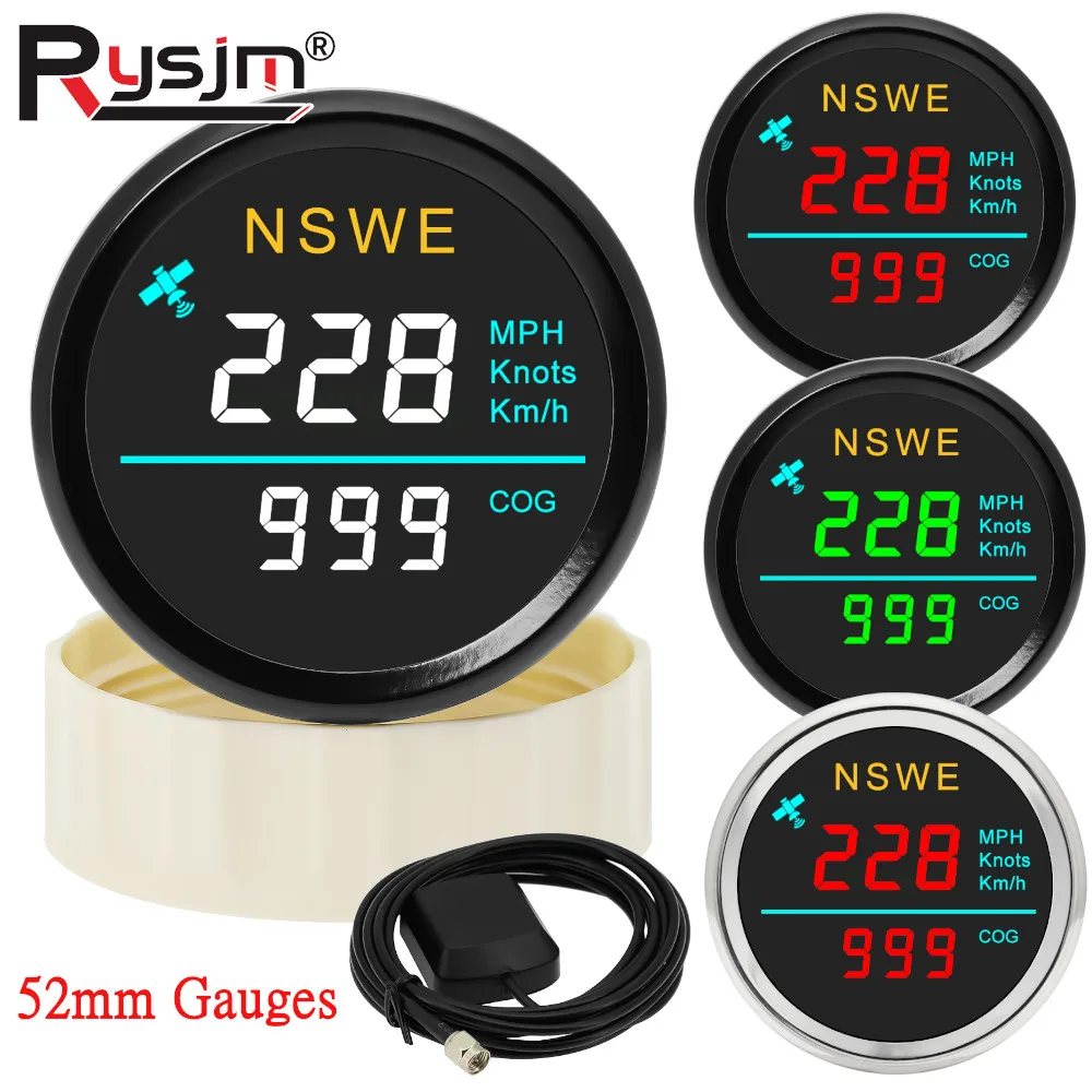 

With Green/White/Red Backlight Waterproof 52mm GPS Speedometer + GPS Antenna 0-299Km/h,MPH,Knots,COG Speed Meter 12V/24V