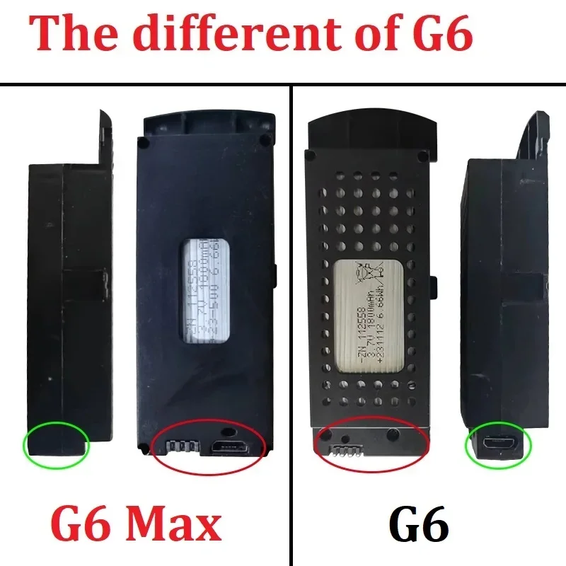 (Different type)Q6 Max Drones Battery 3.7V 1800mAh for G6 S6 Max 8K RC Quadcopter Spare Parts For G6 Max Rechargeable Battery