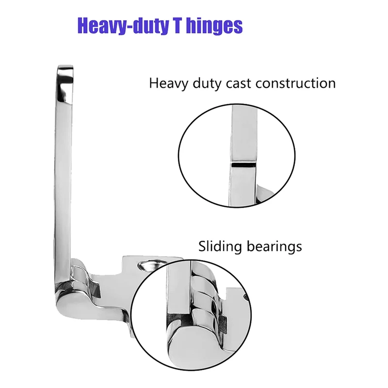 

Marine Grade T Hinges, Boat Hinges, 6 Inch X 3 Inches, No Noise, Heavy Duty 316 Stainless Steel With Screws (4 PCS)