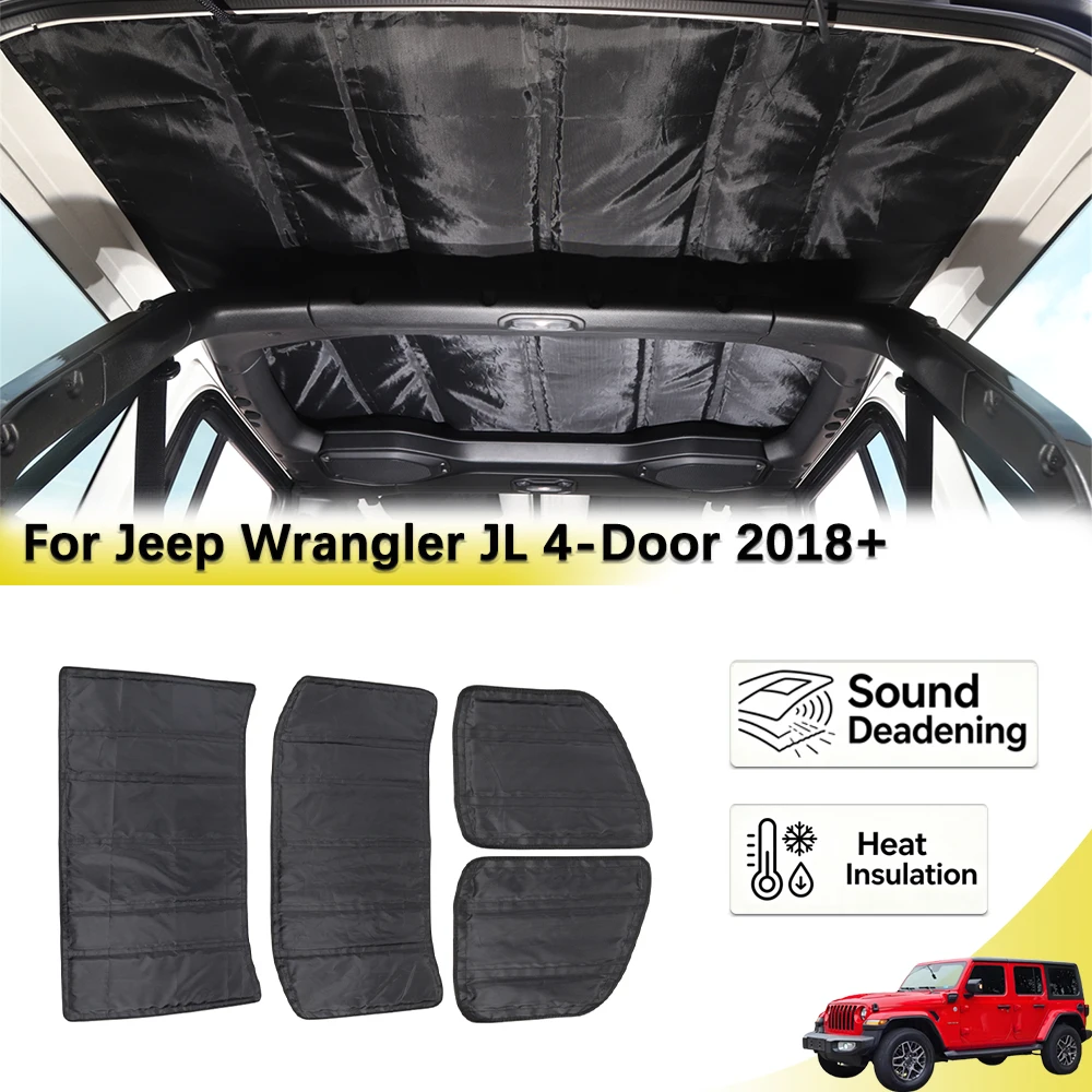 Hardtop Roof Heat Insulation Sound Deadening Mat for Jeep Wrangler JL 4Door 2018-2026 Noise Reduction Interior Accessories
