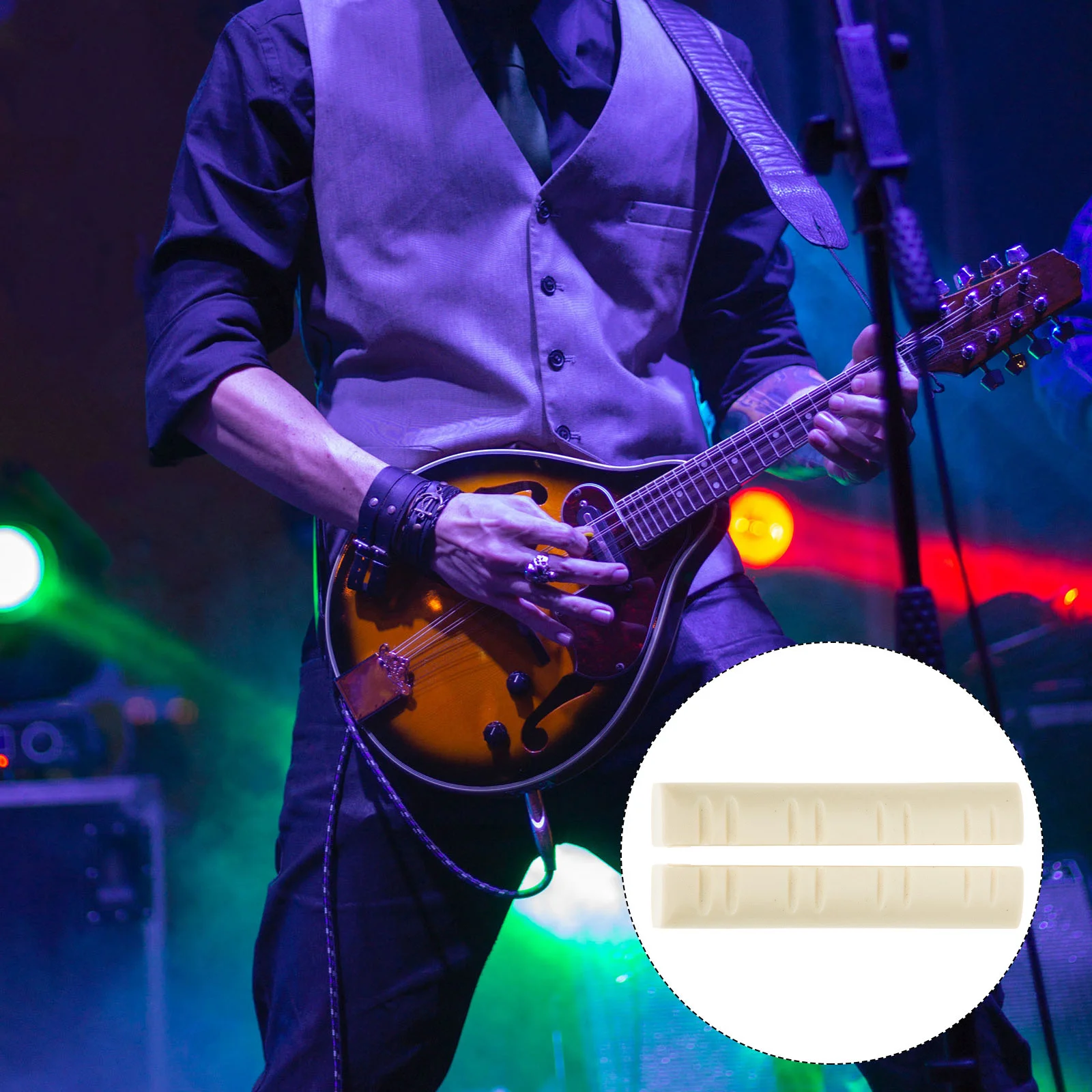 

2Pcs Mandolin Nut High Quality ABS Wear Resistant String Support for Better Vibration Sustain Clearer Melody Mandolin