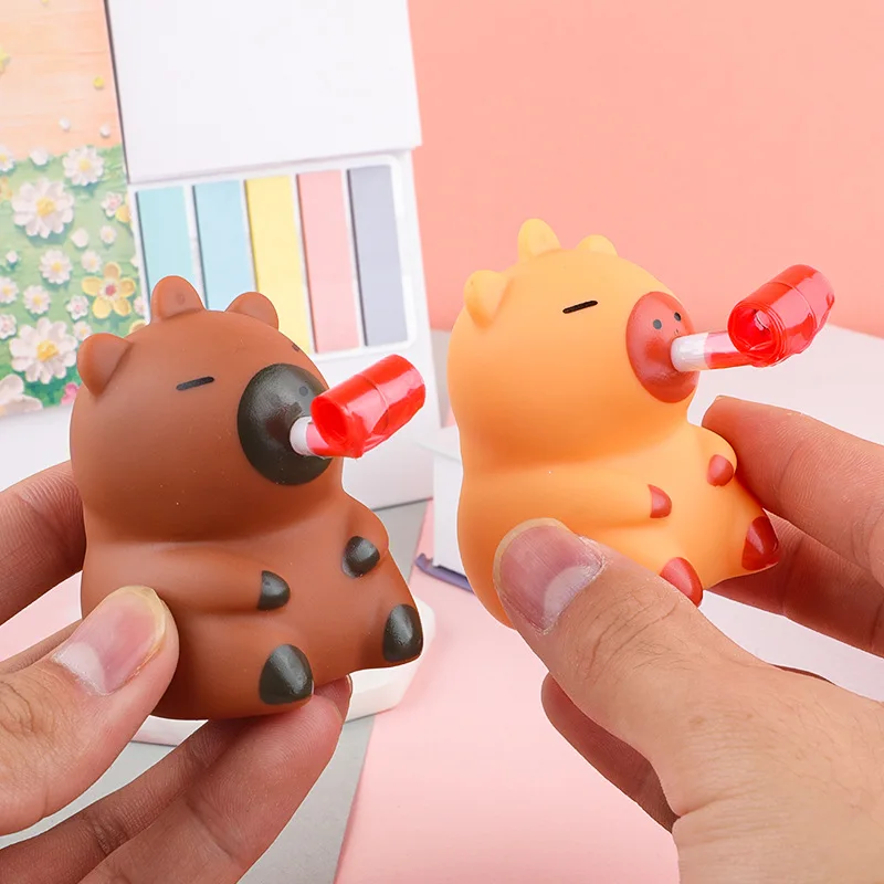 Divertido juguete para apretar Capybara, juguete sensorial creativo con lengua adhesiva para niños, sonido de descompresión, rizo, lengua, Fidget