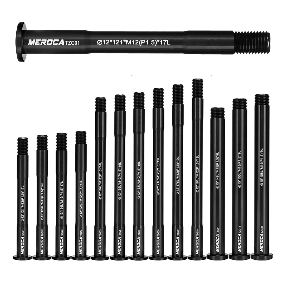 MEROCA MTB Road Bike Thru Axle Rod 12mm 15mm P1.5 Front Rear Hub Thru Axle Fork Shaft 15x100 12x142 12x100 12x148 15x110