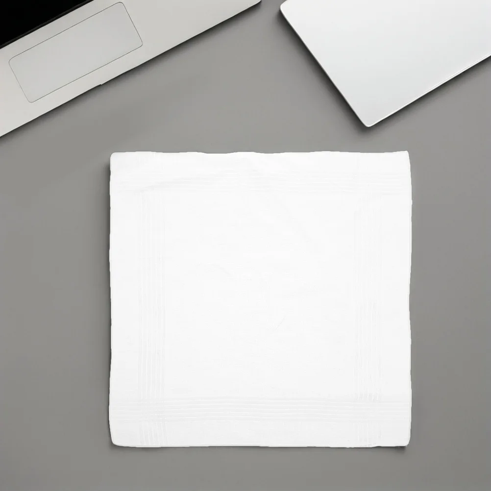 18 قطعة مناديل قطنية بيضاء للرجال ناعمة قابلة للتنفس ماصة لمسح العرق مربعات الجيب لبدلات الزفاف والسفر