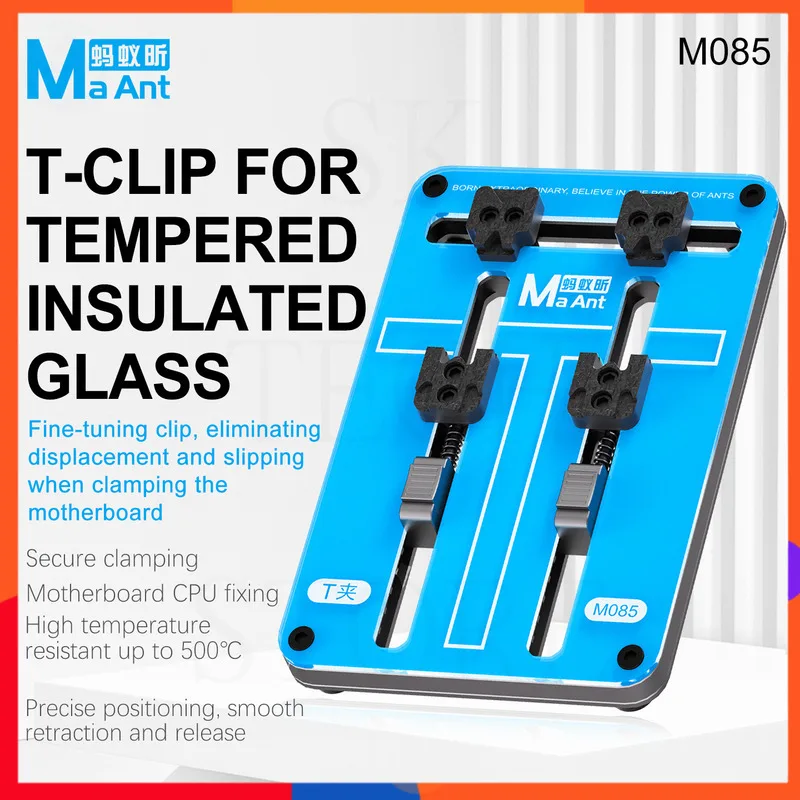 

Прецизионный Т-образный зажим из закаленного стекла для крепления печатной платы 500 ° C Устойчивый к высоким температурам стабильный зажимной блок для ремонта материнской платы