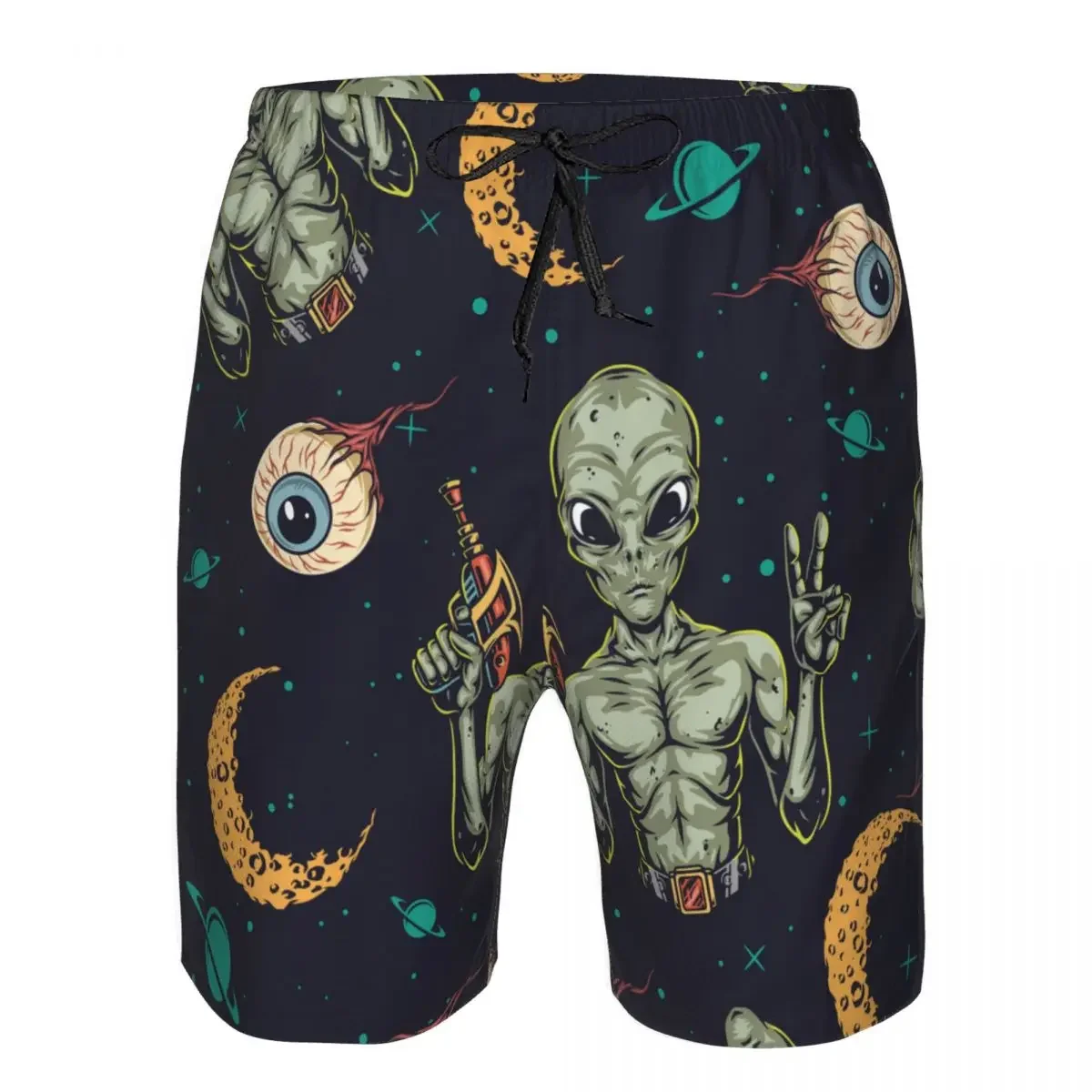 

Quick Dry Summer Mens Swimwear Beach Board Short Briefs For Man Vintage Human Eyes Alien Swimming Trunk Beachwear