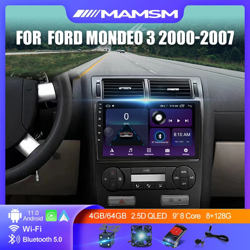 

Автомобильное радио MAMSM Android 12 для Ford Mondeo 3 2000-2007 мультимедийный видеоплеер 2Din навигация GPS 4G WIFI Carplay DVD головное устройство