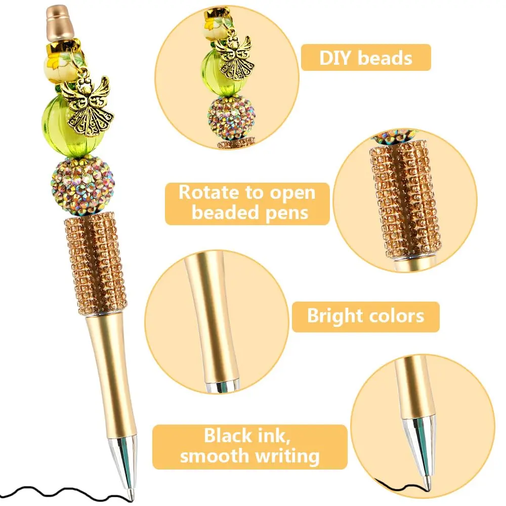 160pcs Handmade Beaded DIY Ballpoint Pen Luxury Diamond Beadable Pens Cute School Office Supplies Stationery Wholesale Pens