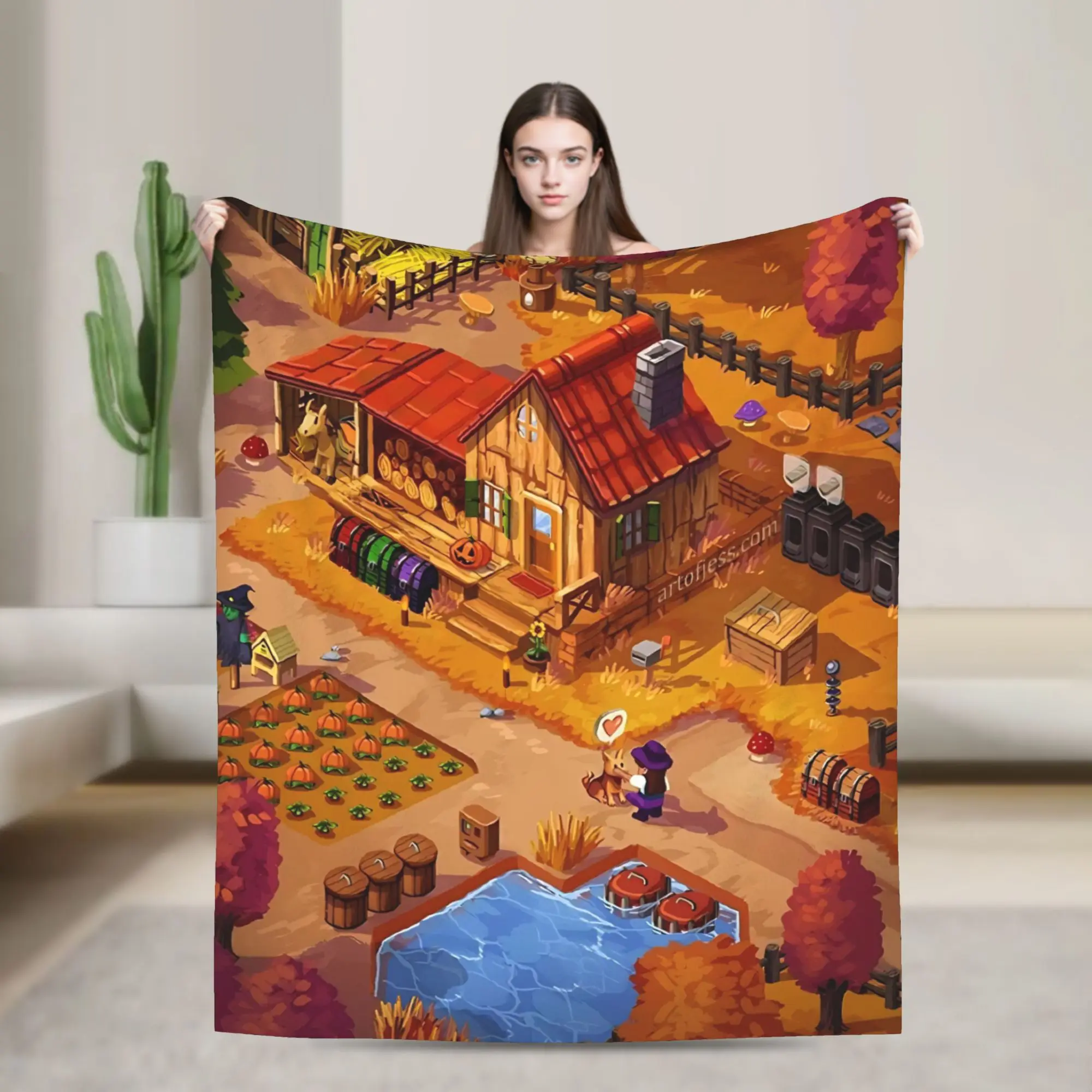 

Stardew Valley Animals Chicken Blanket Decorative Flannel Throw Blanket Bed Warm Soft Custom Quality Bedspread Gift Idea