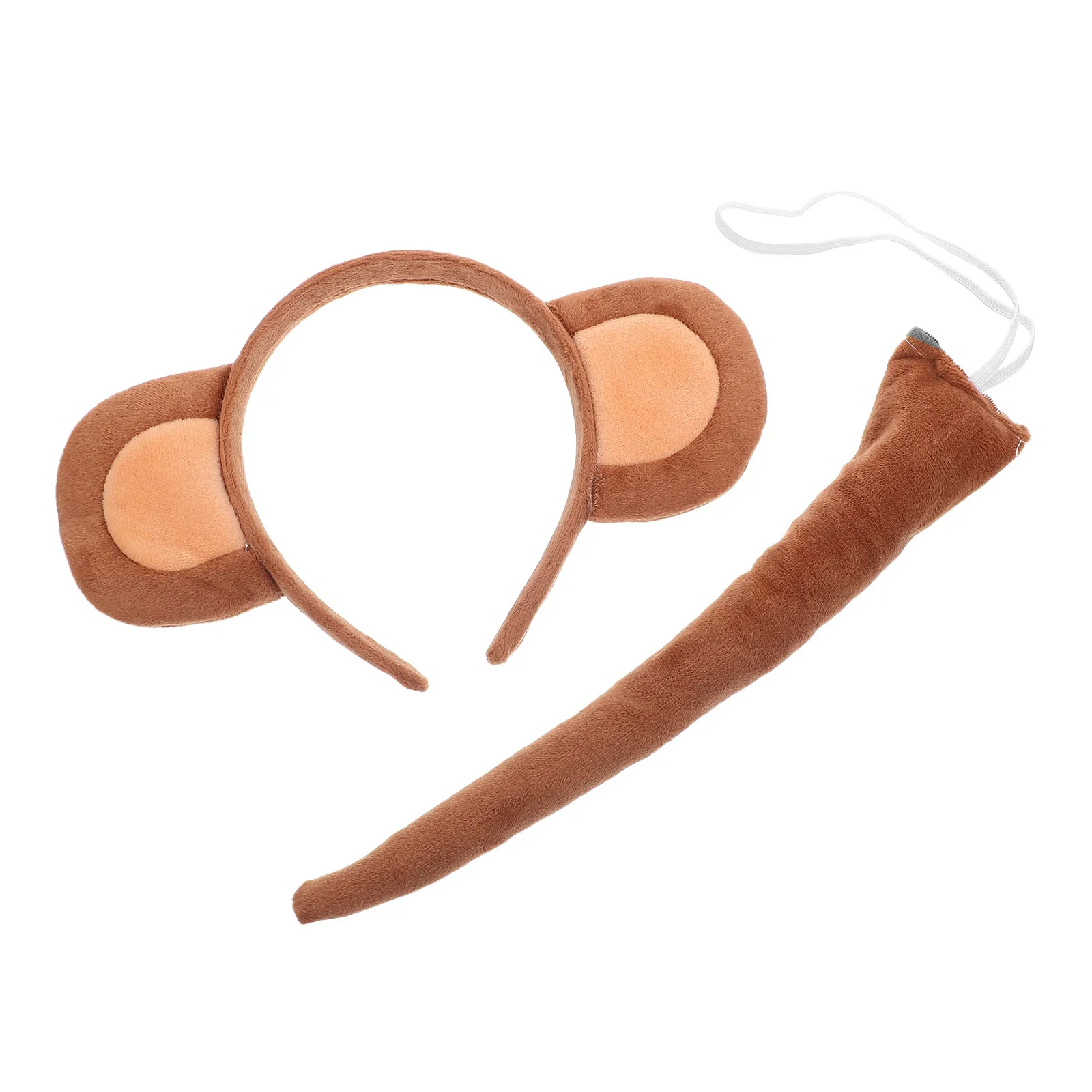 1Set Monkey Ears Tail Set Animal Hairband Cosplay Costume Soft Comfortable Headband Makeup Facial Headband Spa Washing Face