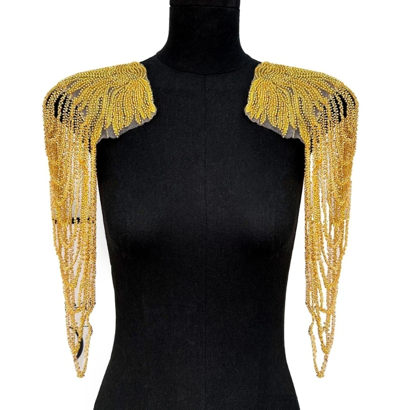 Shoulder Epaulets Stage Costume Fringed Sequined Epaulet Shoulder Wrap Stage Performances Epaulet Costume Accessories