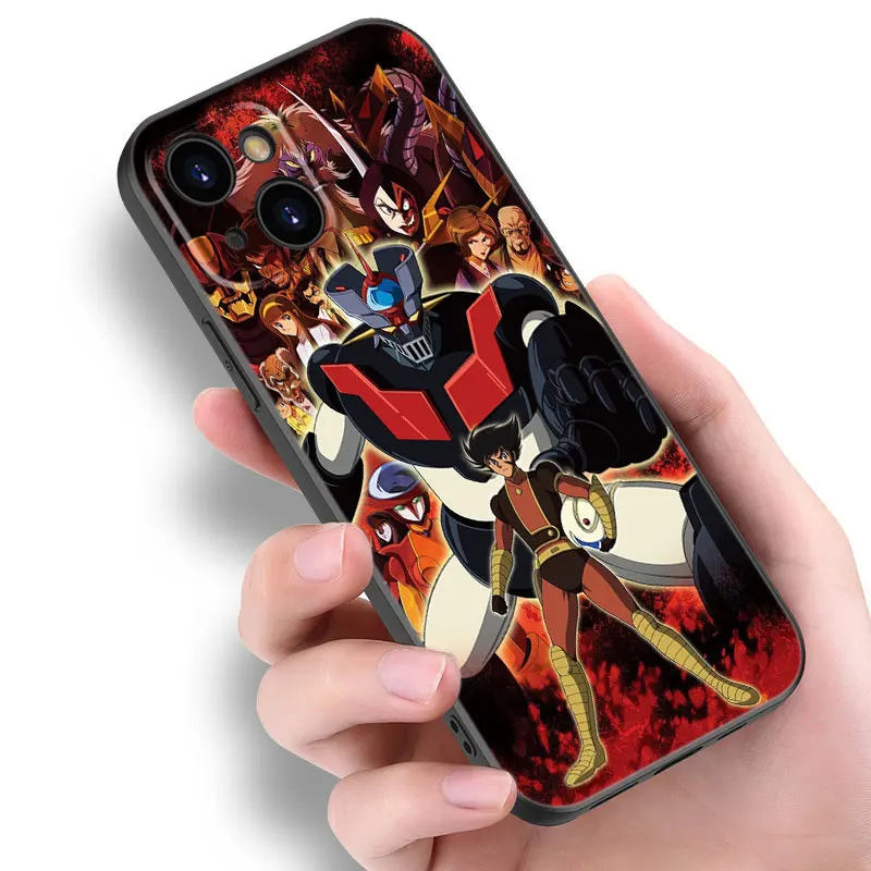 Anime Mazinger Z Phone Case For Apple iPhone 12 13 Mini 11 14 15 Pro Max 7 8 Plus X XR XS SE 2020 2022 Black Silicone Case