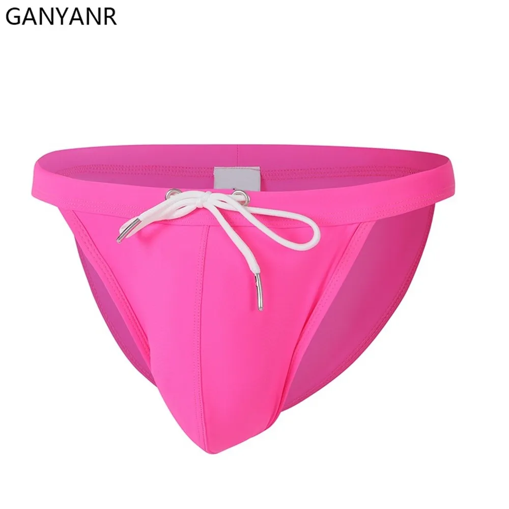 GANYANR Swimwear Men Swim Briefs Sexy Gay Swimming Trunks Sungas Homens Beach Shorts Swimsuit Thong Bathing Suit Bikini Surf