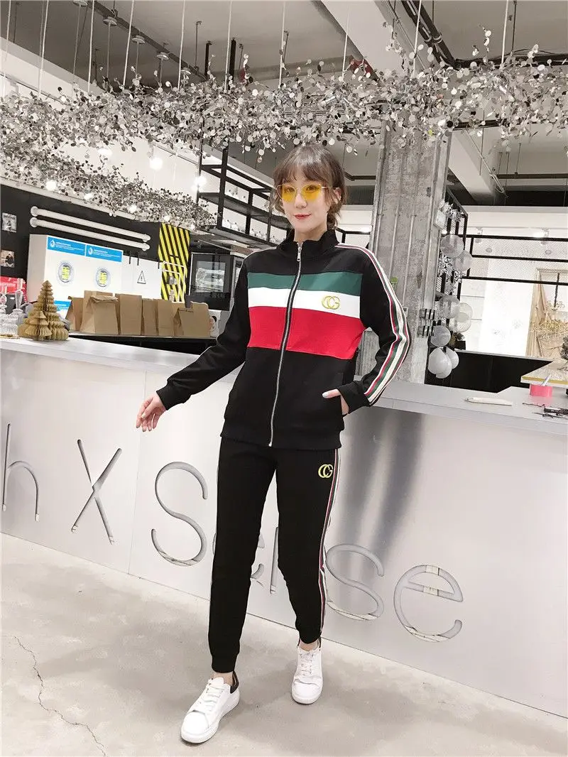 Casual men's stand-up collar suit fashion trend long-sleeved sports suit