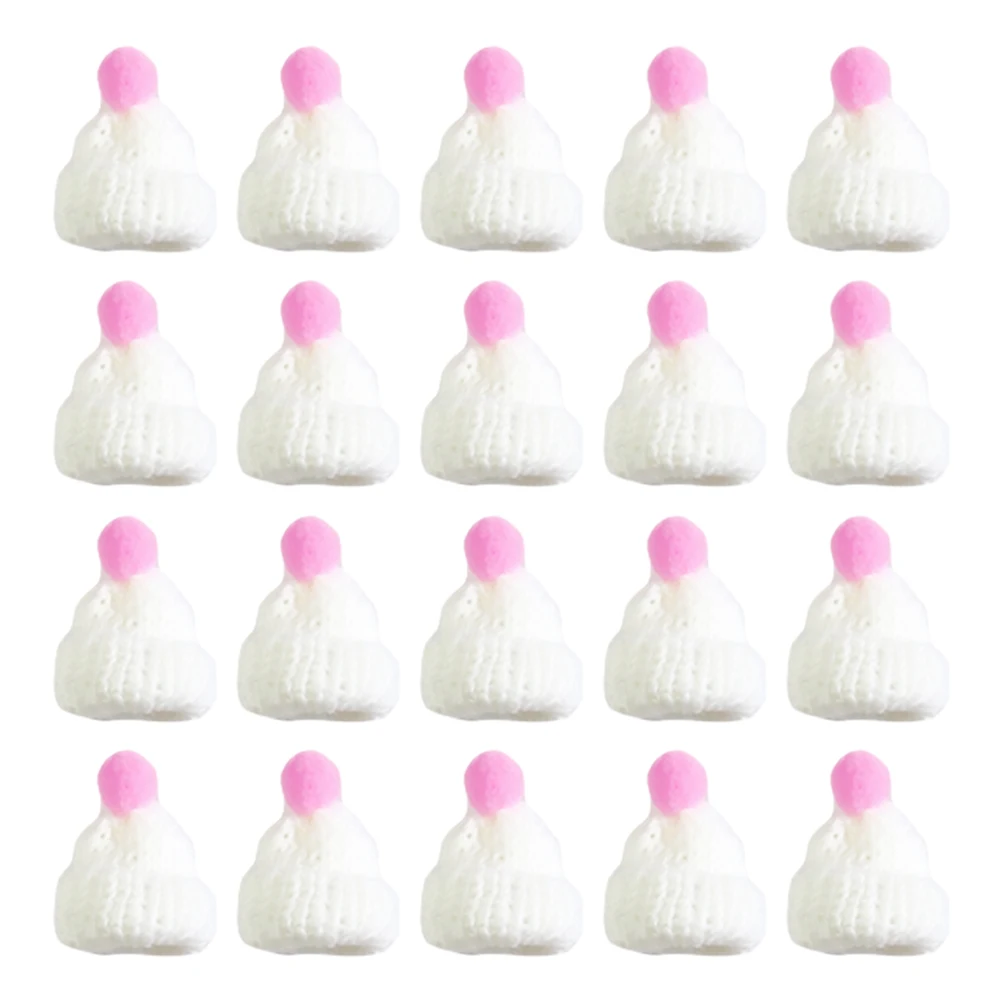 

20 Pcs Mini Christmas Hats Woollen Hat naments White Santa Child Party Hats DIY Decorations For Phone Case Christmas Gadgets