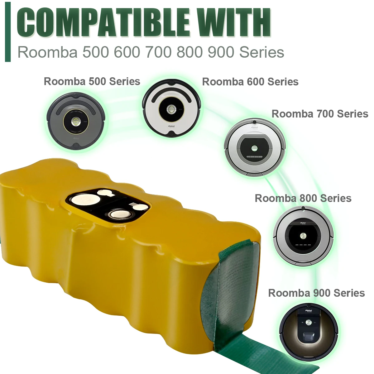 14.4V 5000mAh Rechargeable NI-MH Battery For iRobot Roomba 500 600 700 800 900 980 780 620 Vacuum Cleaner Accessories battery