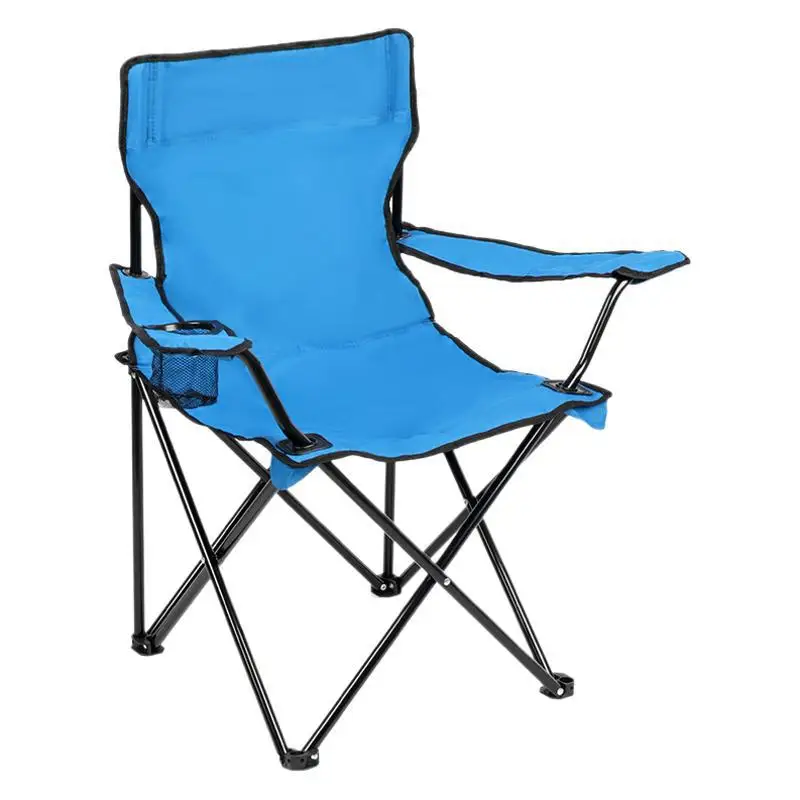 Cross-Border Outdoor Leisure Chair Comfortable Foldable Armchair With Logo Printed Oxford Fabric And Metal For Beach Fishing