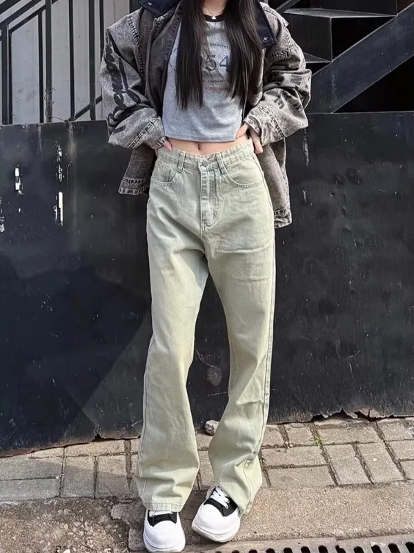 

Cleanfit Men's Slim Fit Straight Leg Jeans mid Waist Waed out Light Brown Micro Flared American High Street Sle Casual Jeans