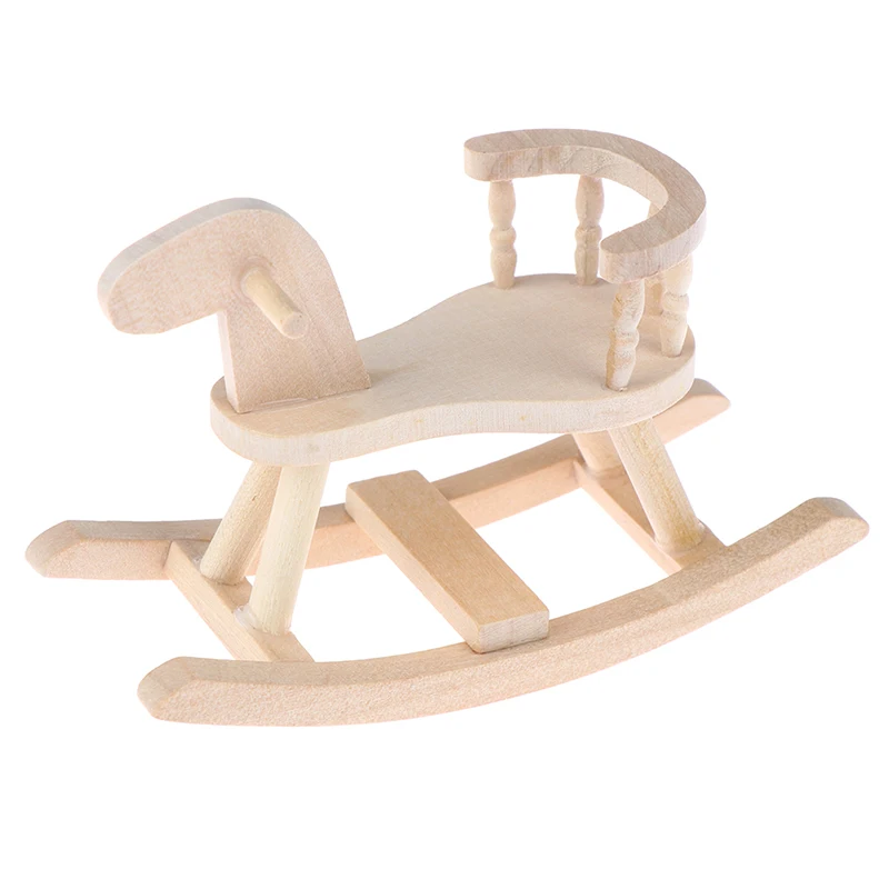 1/12 Dollhouse Miniature Wooden Rocking Horse Chair Nursery Room Furniture