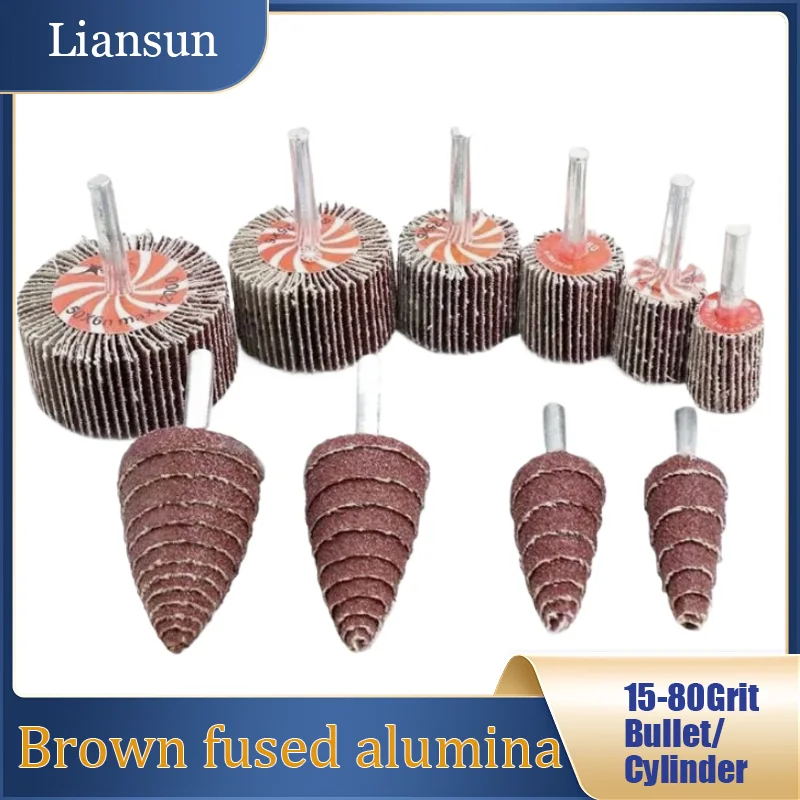 

15-80 зернистость конус/цилиндрические абразивные лепестковые круги для снятия заусенцев для шлифовки, полировки, лепестковое колесо с хвостовиком 6 мм, диск для шлифовки и полировки