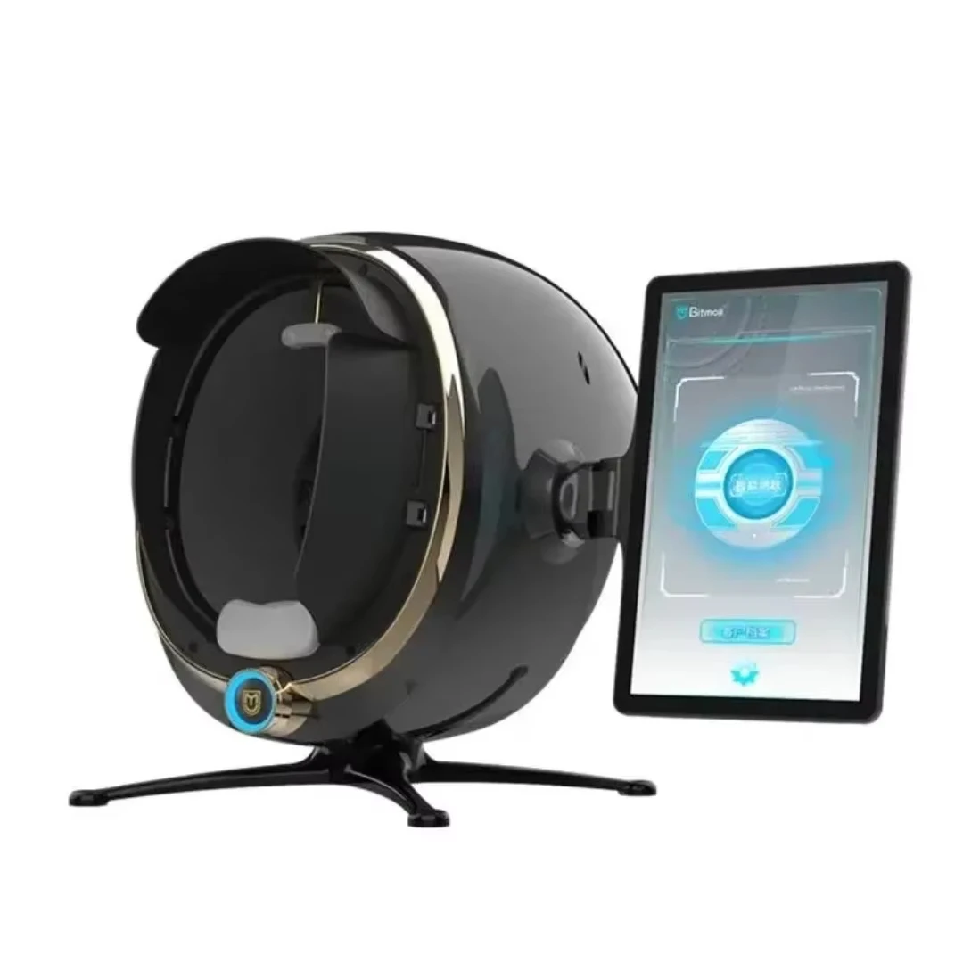 آلة تحليل الجلد ثلاثية الأبعاد: ماسح ضوئي محمول للوجه مع مرآة سحرية - جهاز اختبار الرطوبة/الزيت/اللمس للاستخدام المنزلي والمهني