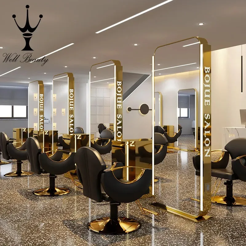 Single and double-sided barber shop mirror table hair salon mirror hair salon special simple modern hair cutting mirror floor