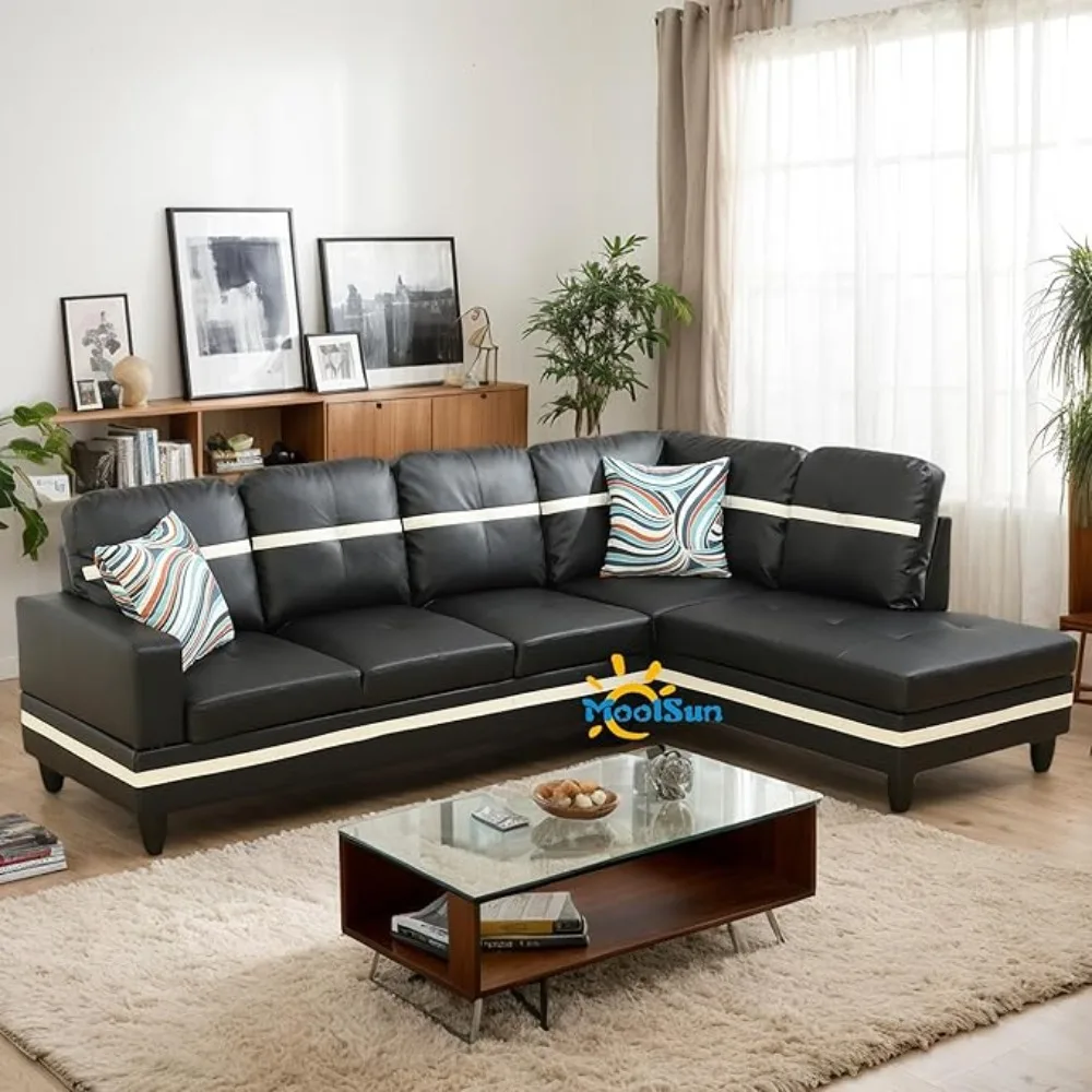 

Leather Sectional Couch for Living Room Set,Sectional Sofa L Shape Couch，Storage Ottoman/Side Faux Leather