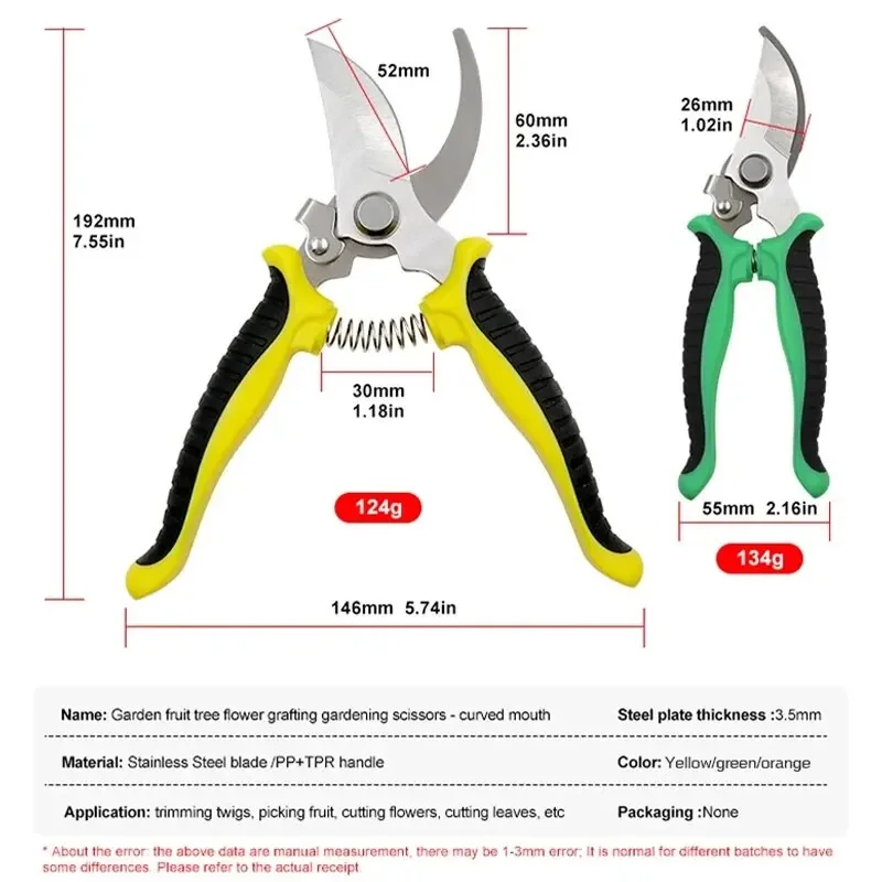 Pruner Garden Scissors Professional Sharp Bypass Pruning Shears Tree Trimmers Secateurs Hand Clippers For Garden Beak Scissors