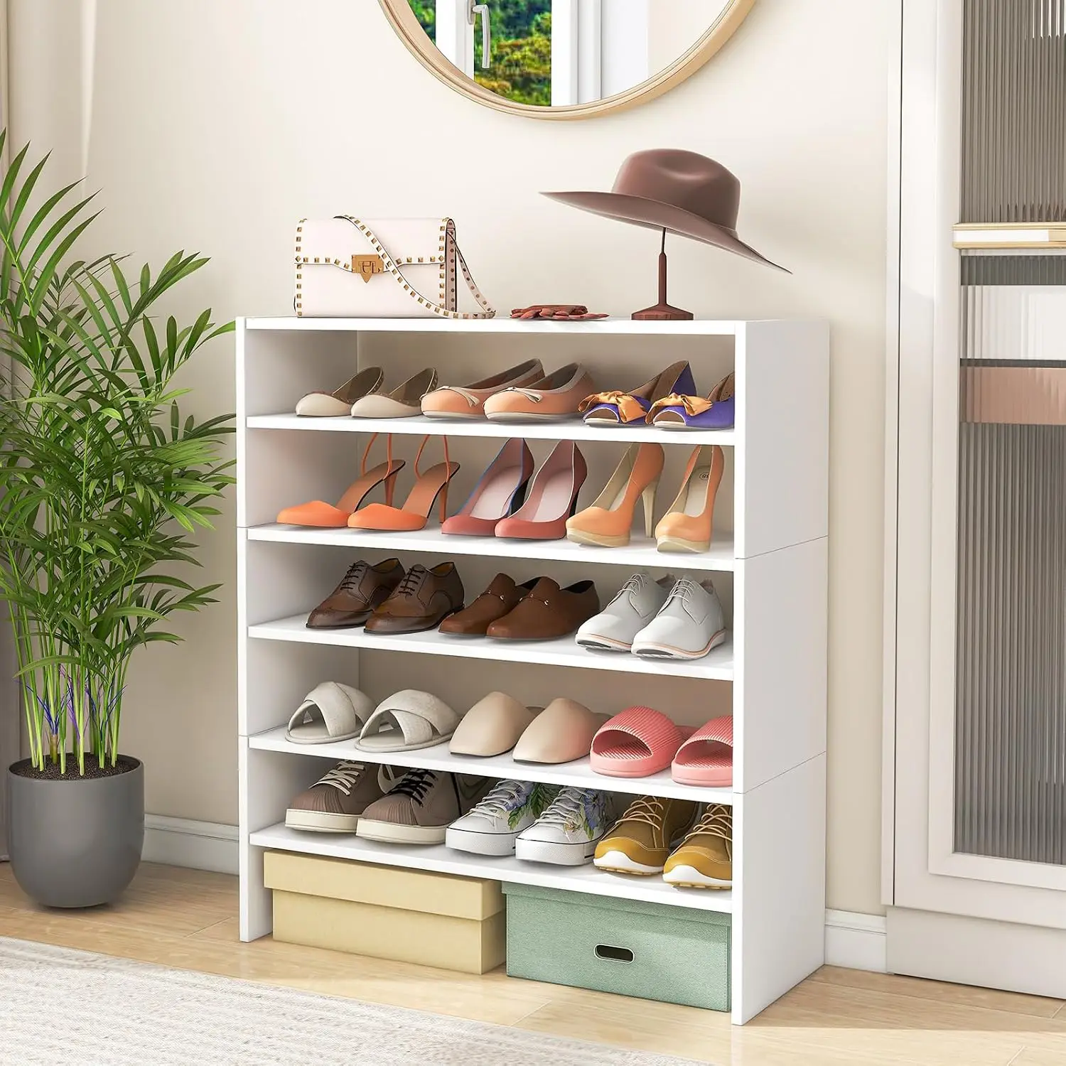 6-Tier Stackable Shoe Rack 2 Pack, Freestanding Shoe Shelf Space-Saving Storage Tower for Closet Bedroom Hallway, Customized