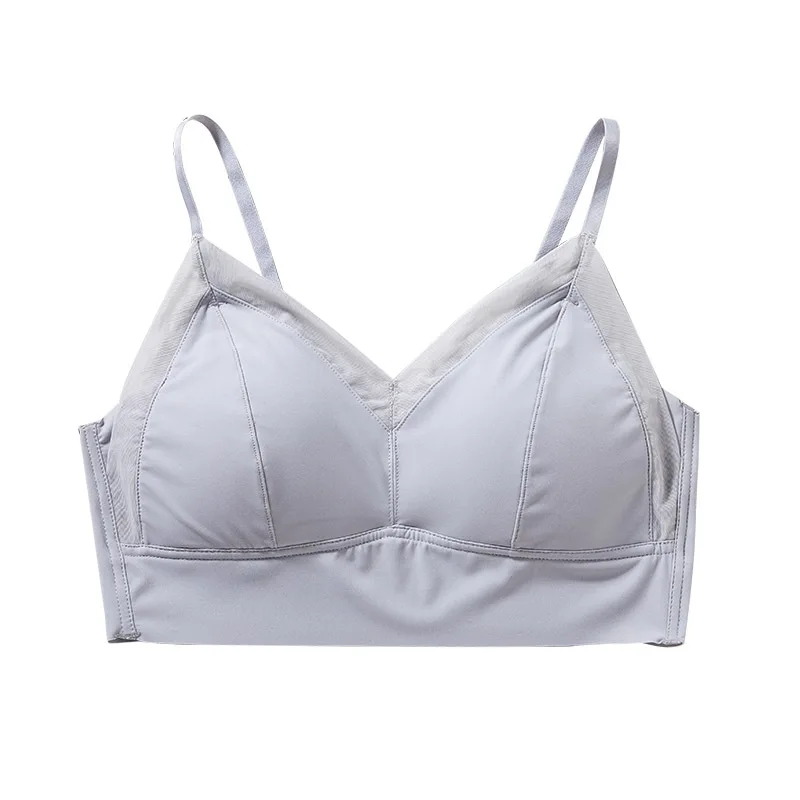 

Mulberry Silk Underwear Back Comfortable Brasier Mujer Brassiere Femme Women Tops White Lace Seamless Top Stick On Bra