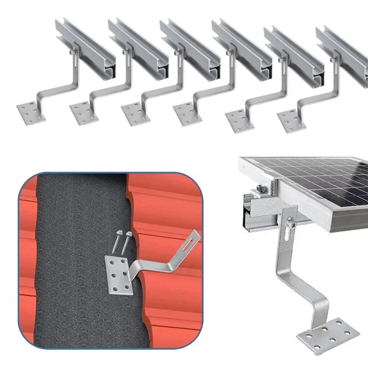 Solar Panel Mounting Bracket Accessories Glazed Tile Roof Hook Set Photovoltaic Bracket Installation Tin Tile Roof