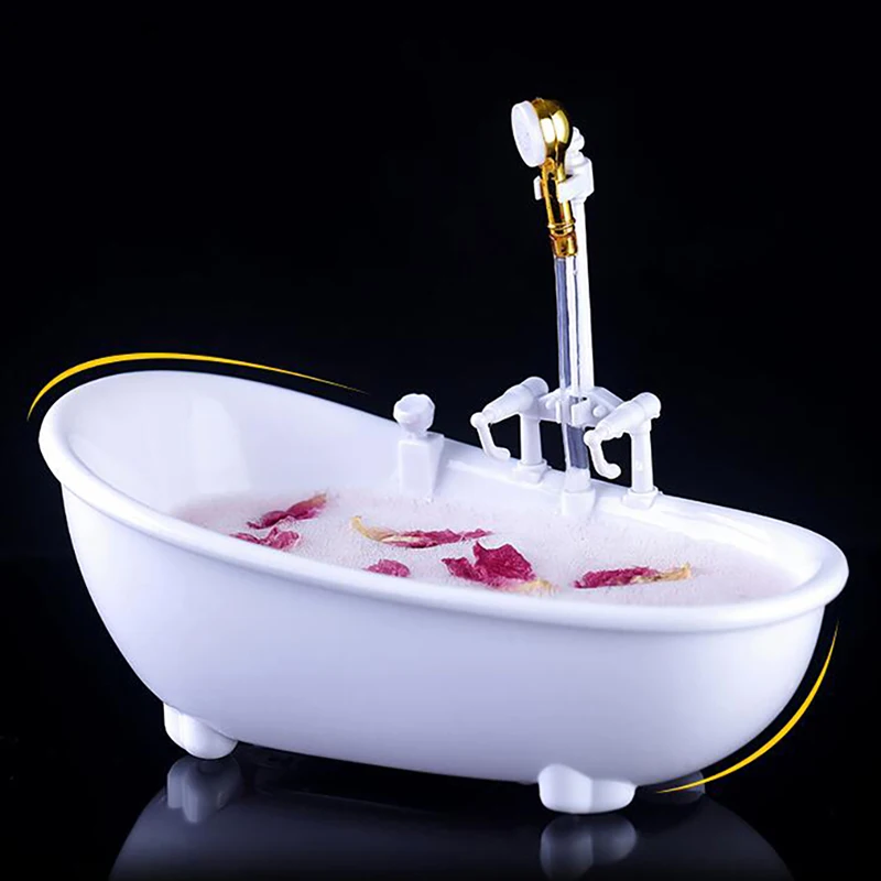 300ML Scale Dollhouse Electric Bathtub Bathroom Furniture Miniature Bathroom Kids Dollhouse Toy Accessories