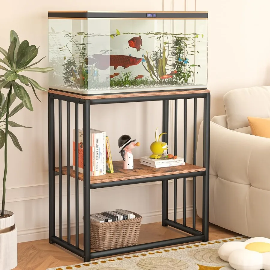 

MELLCOM 2029 Gallon Fish Tank Stand Adjustable 2Tier Metal Aquarium Stand with Shelf for Fish Tank Accessories Storage Suitable