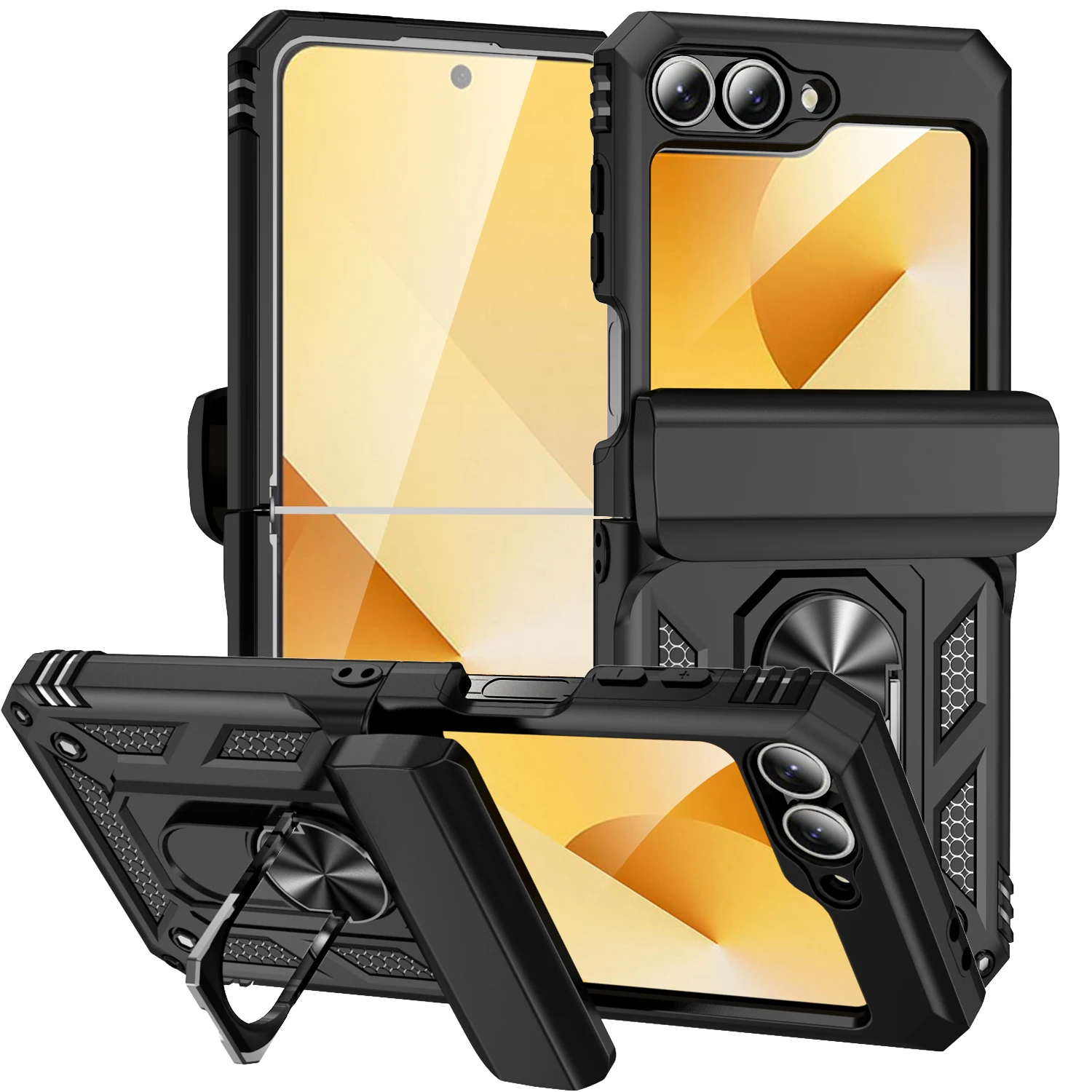 

HARUINO is suitable for Samsung Z Flip 6 5 phone case holder shell, with camera cover and magnetic holder anti fall protection