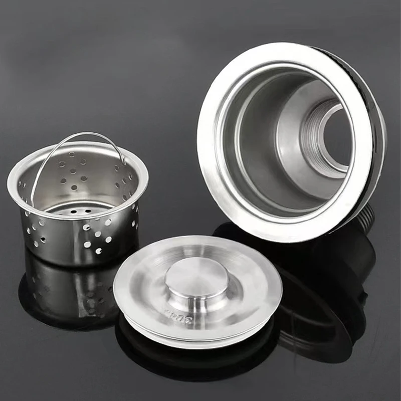 

Stainless steel kitchen single / double sink drainer wire drain pipe fittings with basket sink filter sewer accessories