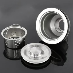 Stainless steel kitchen single / double sink drainer wire drain pipe fittings with basket sink filter sewer accessories