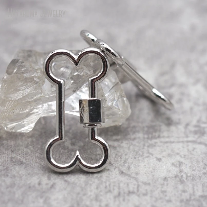 

5Pcs Metal Jewelry Findings Components Bone Shape Silver Color & Hooks Screw Wholesale Accessory Clasps