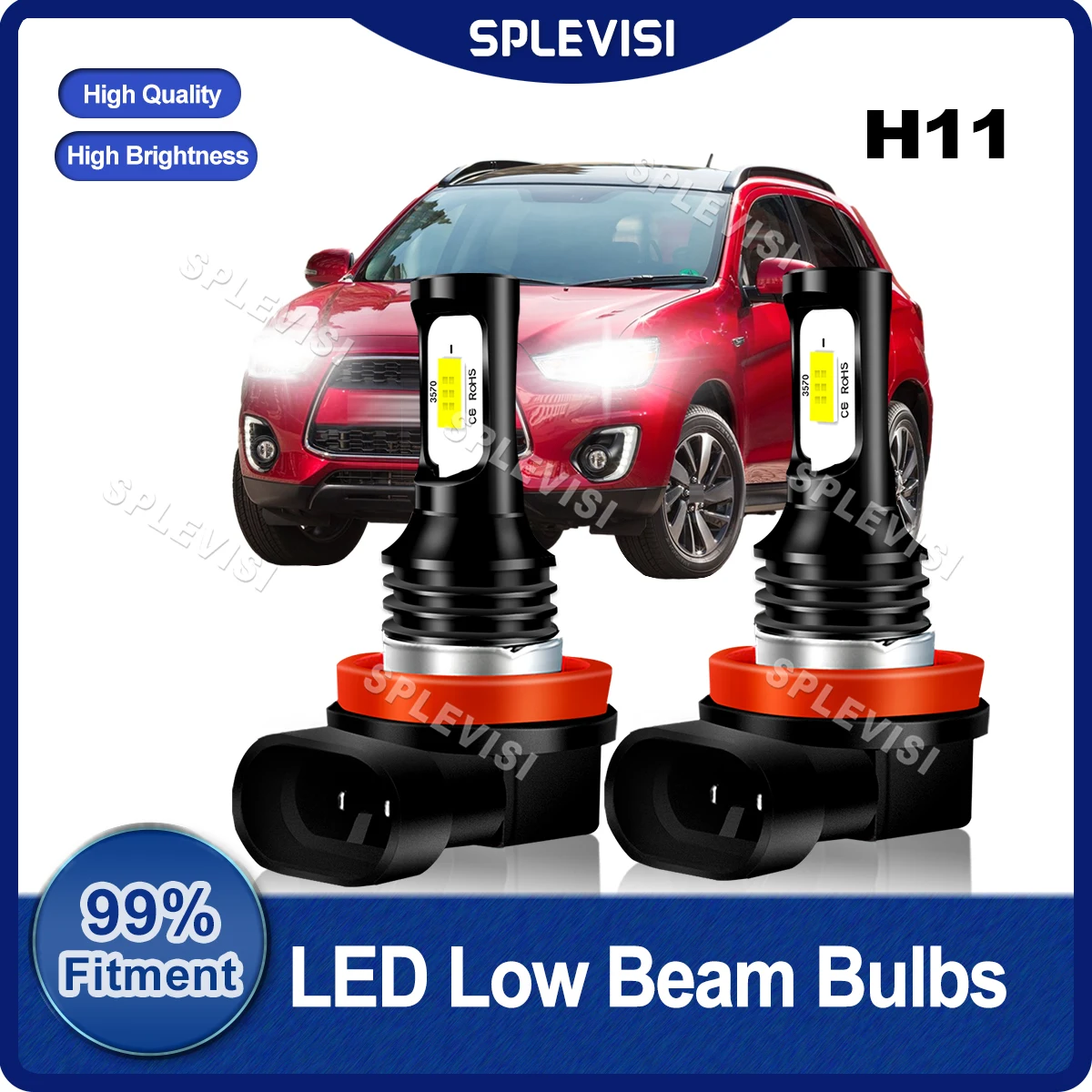 

2x Brightness LED Headlight Low Beam Bulbs 8000LM 9V-36V CSP Chips For Mitsubishi ASX 2010 2011 2012 2013 2014 2015 2016