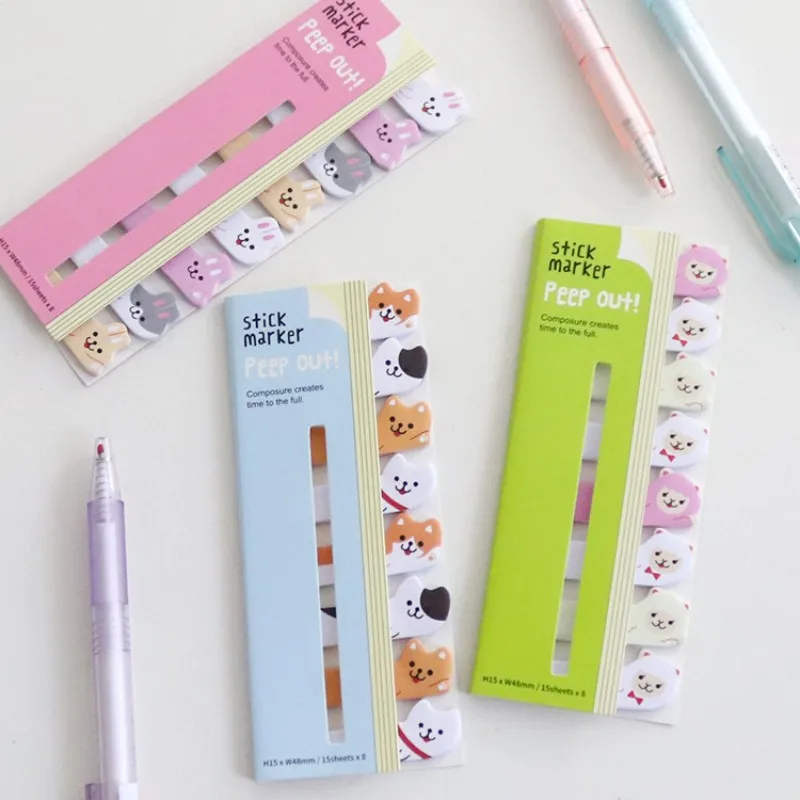 8 PiecesLytwtw's ‌Kawaii Animal Bookmark Sticky Notes/Note Pad/N-Sticky Notes Memo Pads, Creative Stationery image 6