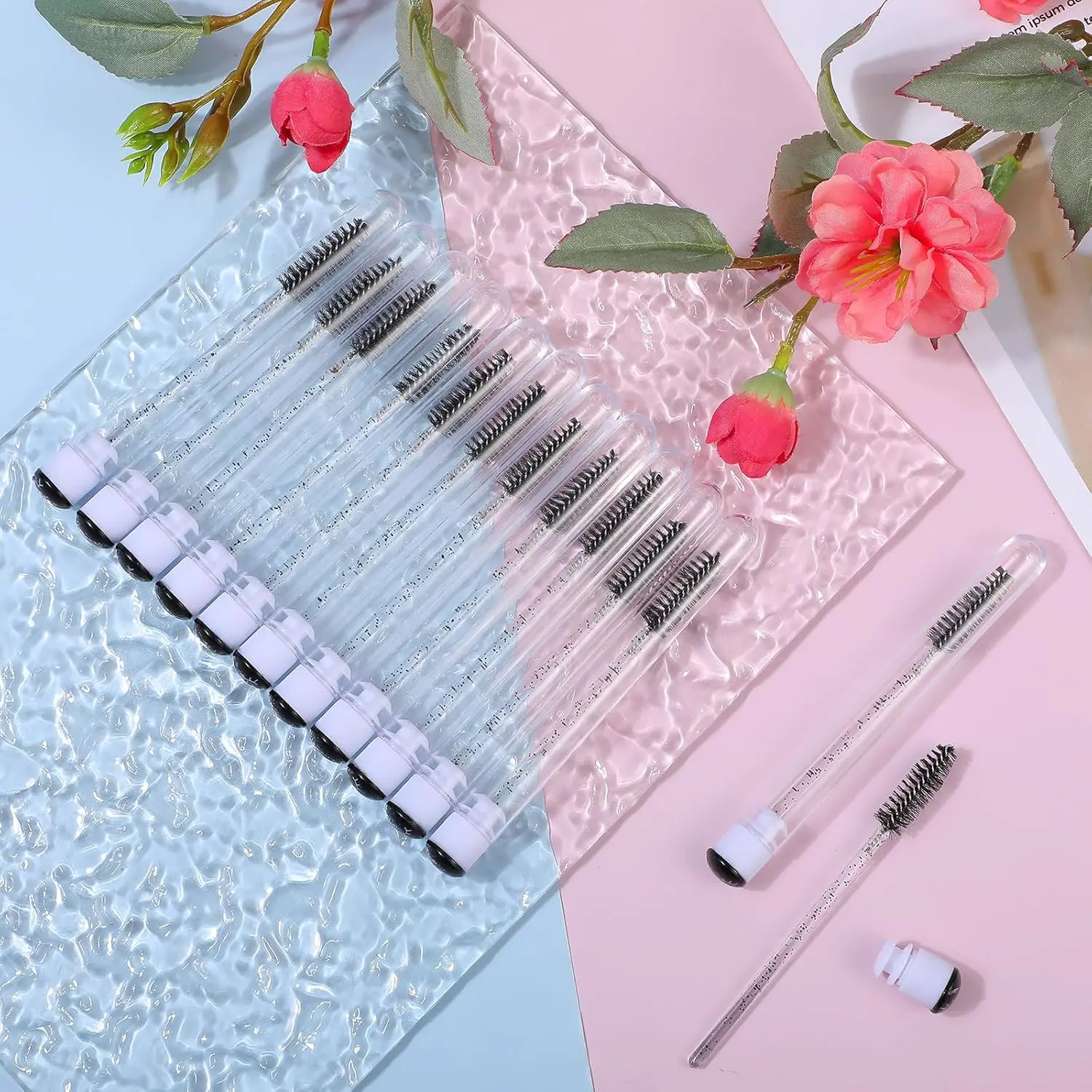 50 個まつげブラシラッシュスプーリーズチューブマスカラエッセンスアイワンド交換用折りたたみ角度エクステンション用品眉毛クリーニング