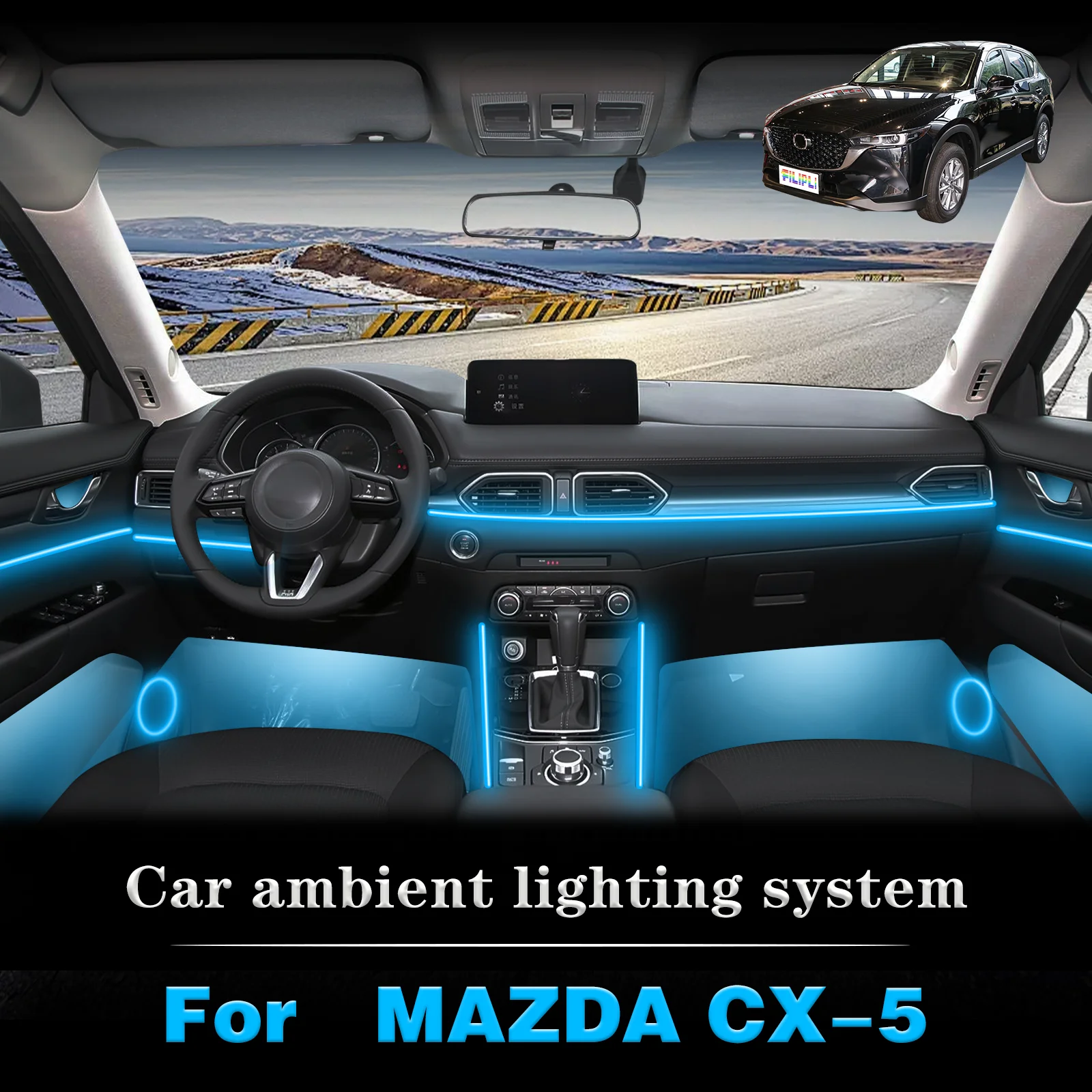 

For MAZDA CX-5 Elite Concealed Style Acrylic Vehicle Interior Ambient Lighting Strips RGB Sound Sync APP Operation