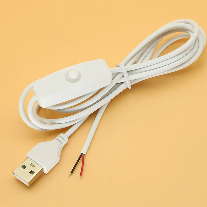 1/5/10PCS 5V Switch Power Supply Wire USB Male to 2 Core Connection Cable 501 Button ON OFF For LED Strip Lamp Bulb Light DIY