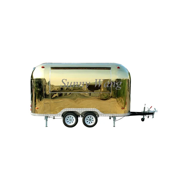 4 メートルの長さのミラーのステンレス鋼の食品トレーラー販売のための移動式中古フード トラック
