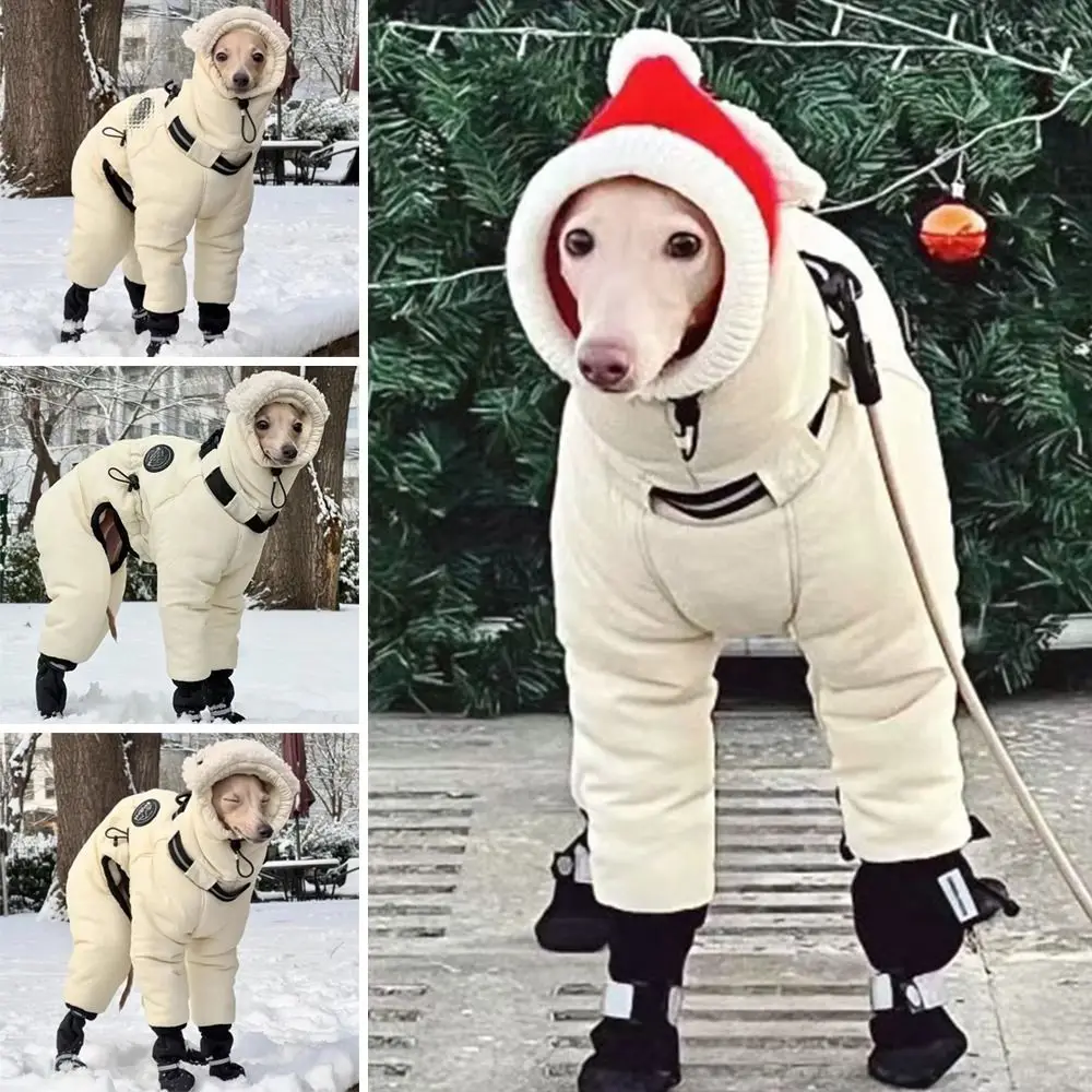Trendiger wasserdichter Winter-Hundeoverall, verdickt, vollständige Abdeckung, Kleidung für große Hunde, Fleece, warm, für große Haustiere, für große Hunde