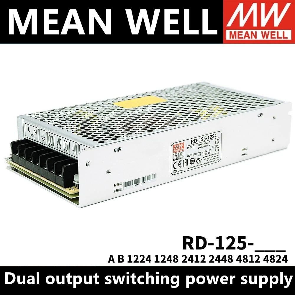 MEAN WELL RD-125A RD-125B RD-125-1224 RD-125-2412 RD-125-2448 RD-125-4824 Dual output Switching Power Supply AC To DC MW