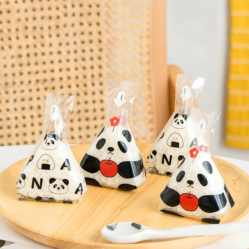 50 Pcs Cute Cartoon Triangle Rice Ball Packing Bag Seaweed Sushi Mould Bag Sushi Bento Accessories Seaweed Rice Ball Sushi Bag